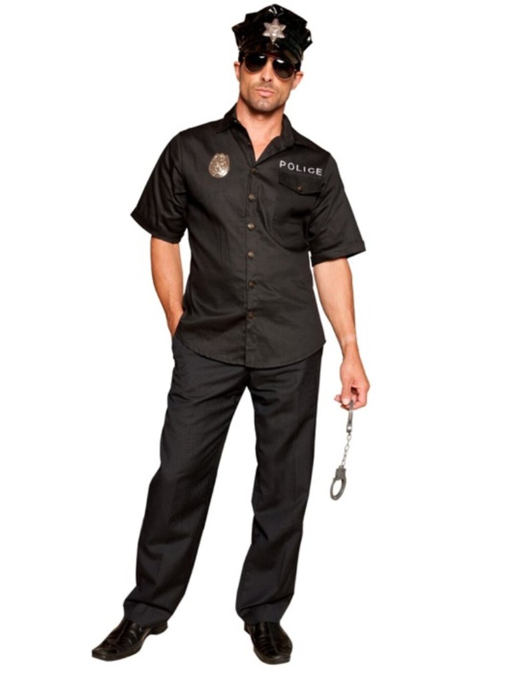 NEW EM9674 Men's Hot Patrol Police Officer 4 pc Halloween Cosplay Costume Large